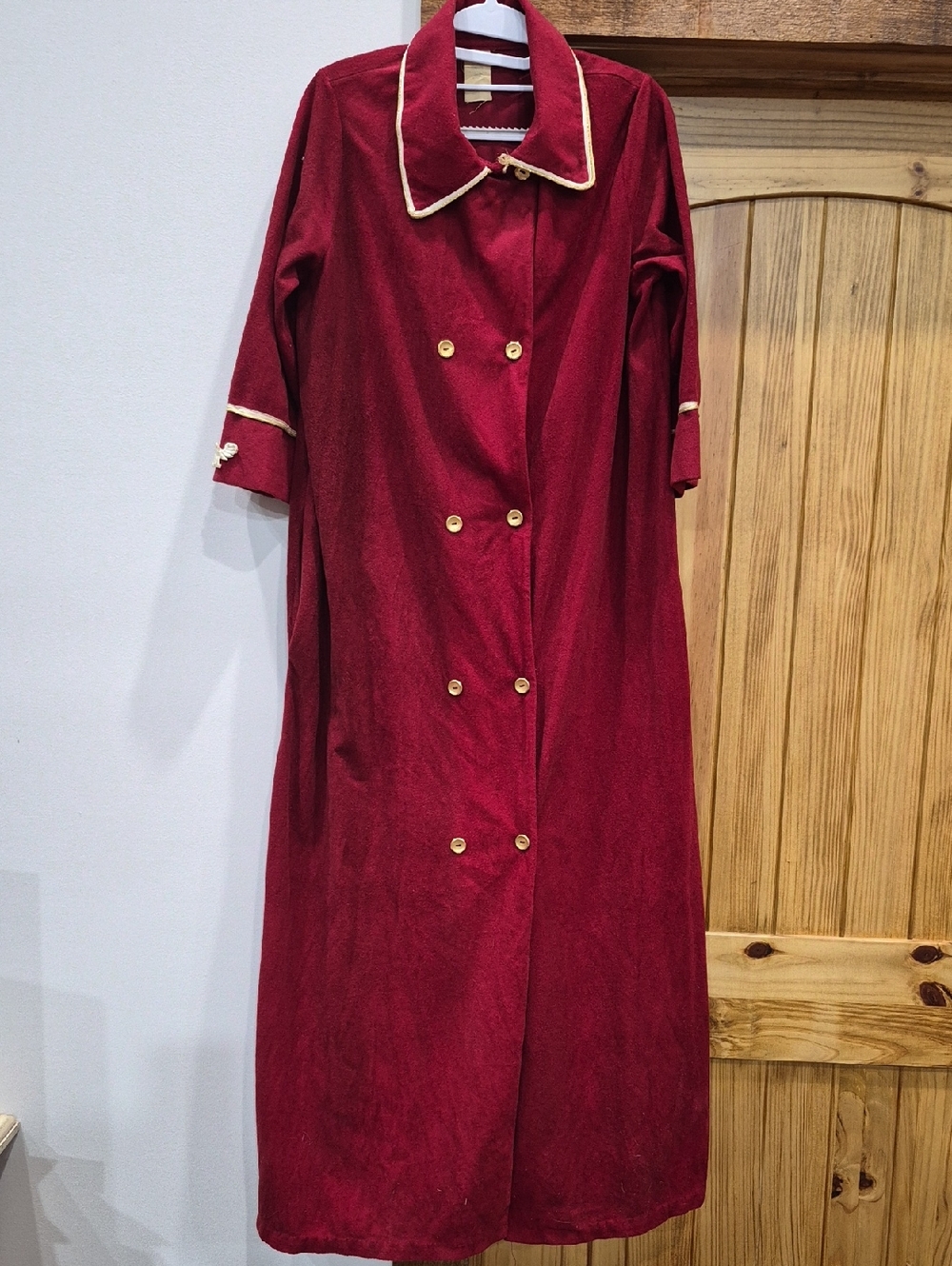 Vintage Double-Breasted Burgundy Robe/Coat with Gold Trim Eagle Insignia On R FA